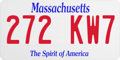 MA license plate 272KW7