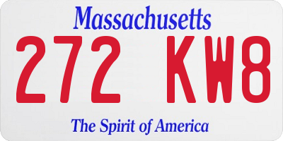 MA license plate 272KW8