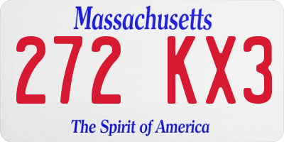MA license plate 272KX3