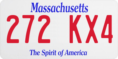 MA license plate 272KX4
