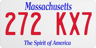 MA license plate 272KX7