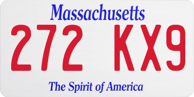 MA license plate 272KX9