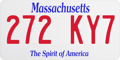 MA license plate 272KY7