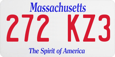 MA license plate 272KZ3