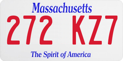 MA license plate 272KZ7