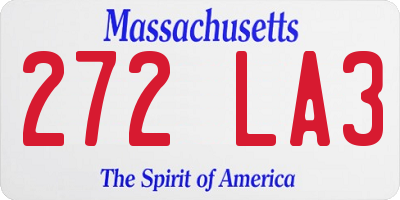 MA license plate 272LA3