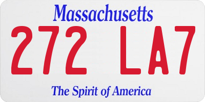 MA license plate 272LA7