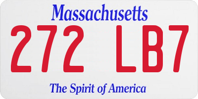 MA license plate 272LB7