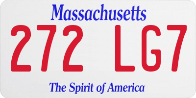 MA license plate 272LG7