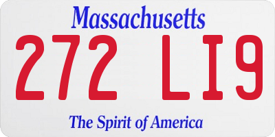MA license plate 272LI9