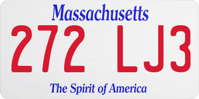 MA license plate 272LJ3