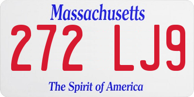 MA license plate 272LJ9