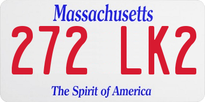MA license plate 272LK2