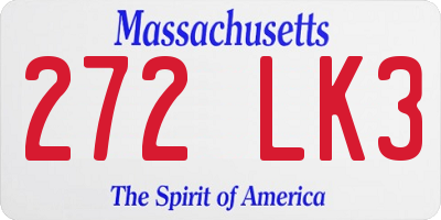 MA license plate 272LK3