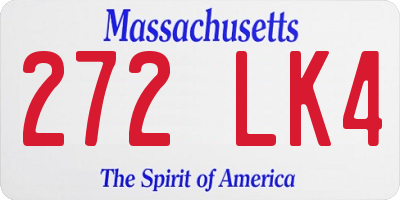 MA license plate 272LK4