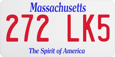 MA license plate 272LK5