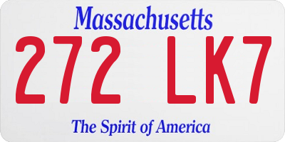 MA license plate 272LK7