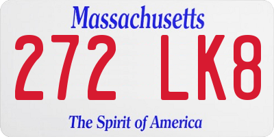 MA license plate 272LK8