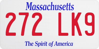 MA license plate 272LK9