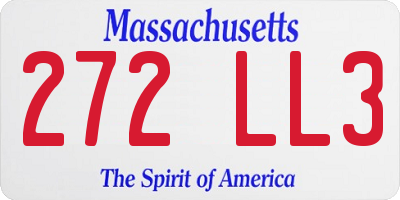 MA license plate 272LL3