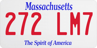 MA license plate 272LM7