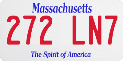 MA license plate 272LN7