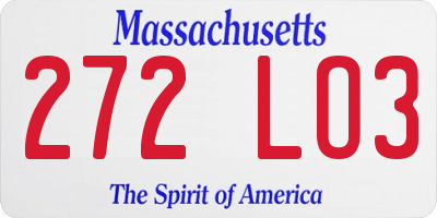 MA license plate 272LO3