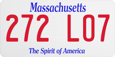 MA license plate 272LO7