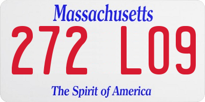MA license plate 272LO9