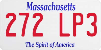 MA license plate 272LP3