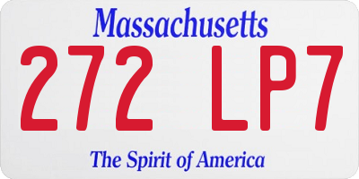 MA license plate 272LP7