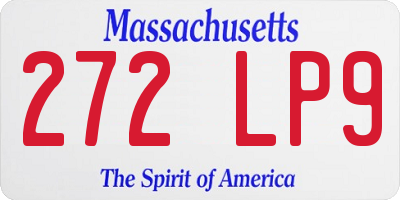 MA license plate 272LP9