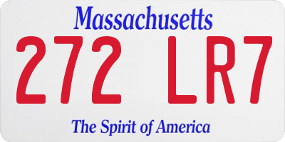 MA license plate 272LR7