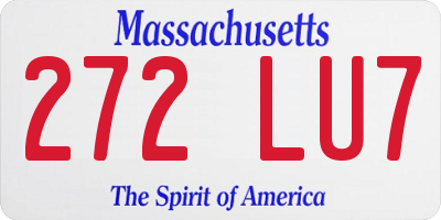 MA license plate 272LU7