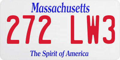 MA license plate 272LW3