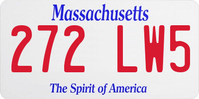 MA license plate 272LW5