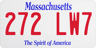 MA license plate 272LW7