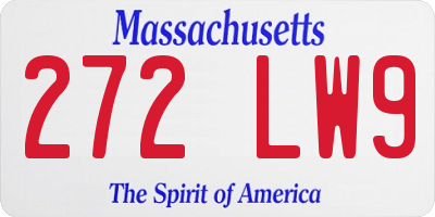 MA license plate 272LW9