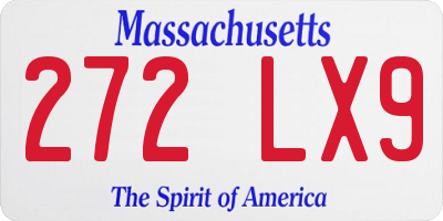 MA license plate 272LX9