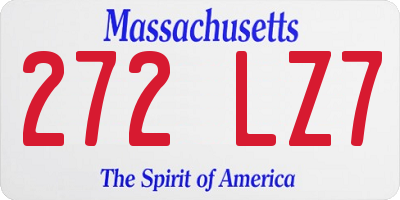 MA license plate 272LZ7