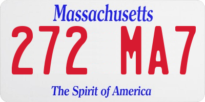 MA license plate 272MA7