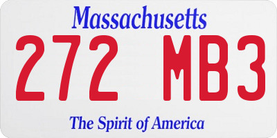 MA license plate 272MB3