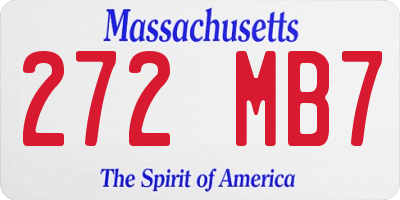 MA license plate 272MB7
