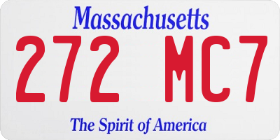 MA license plate 272MC7