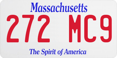 MA license plate 272MC9
