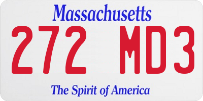 MA license plate 272MD3