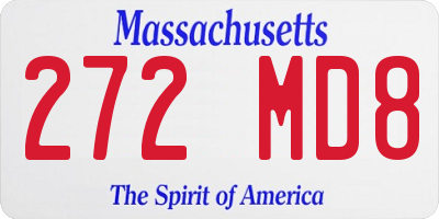 MA license plate 272MD8