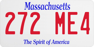 MA license plate 272ME4
