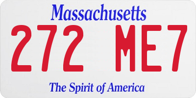 MA license plate 272ME7