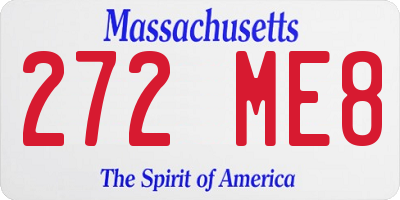 MA license plate 272ME8